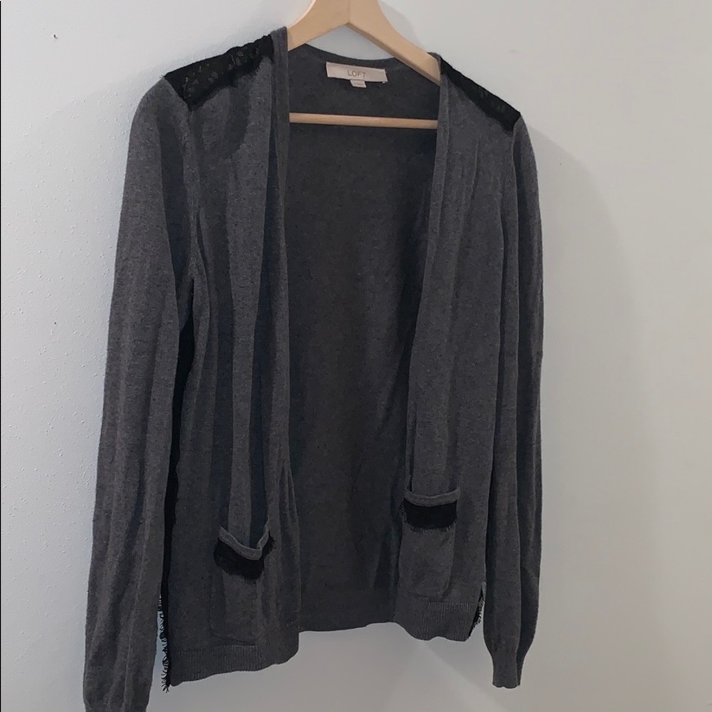 Ann Taylor Loft grey lace cardigan